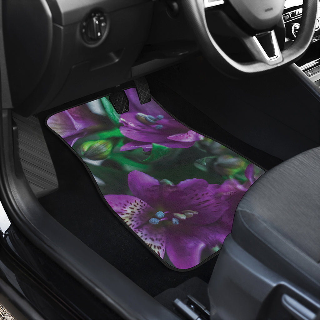 Purple Alstroemeria Print Front and Back Car Floor Mats