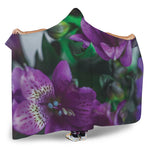 Purple Alstroemeria Print Hooded Blanket