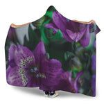 Purple Alstroemeria Print Hooded Blanket