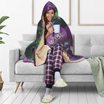 Purple Alstroemeria Print Hooded Blanket