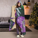 Purple Alstroemeria Print Hooded Blanket
