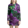 Purple Alstroemeria Print Hoodie Dress