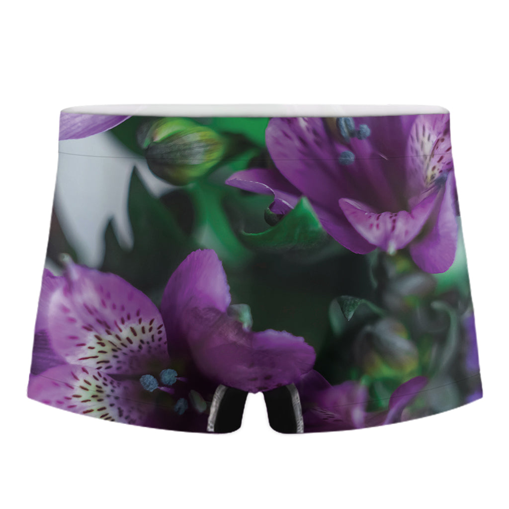 Purple Alstroemeria Print Men's Boxer Briefs