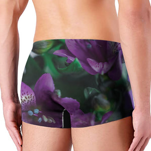 Purple Alstroemeria Print Men's Boxer Briefs