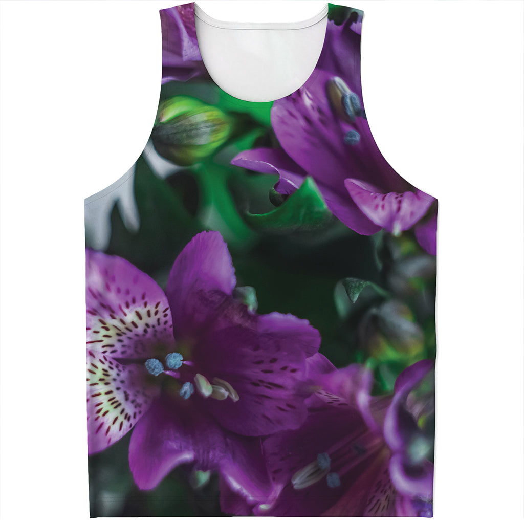 Purple Alstroemeria Print Men's Tank Top