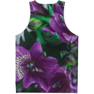 Purple Alstroemeria Print Men's Tank Top