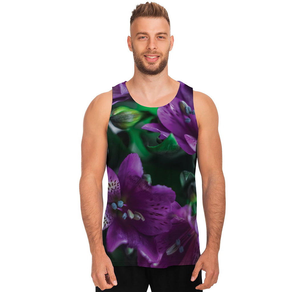 Purple Alstroemeria Print Men's Tank Top