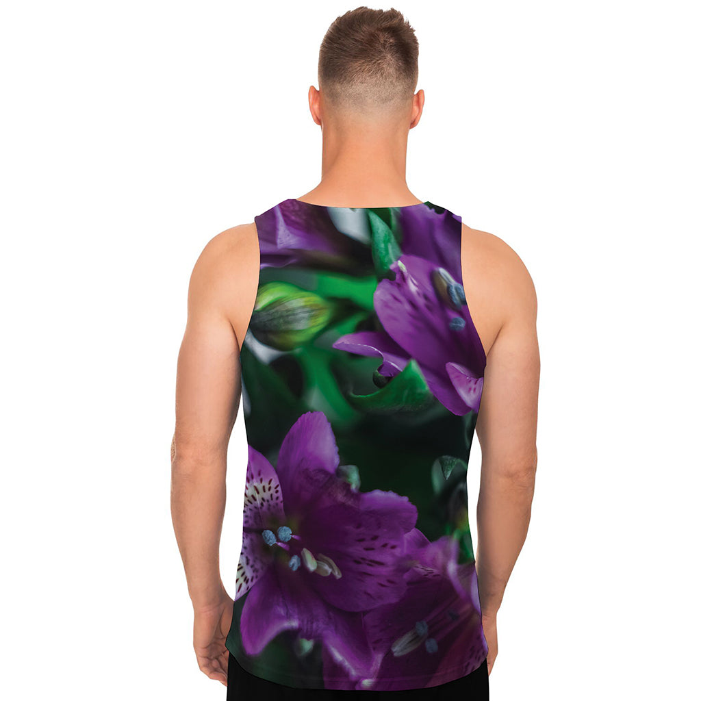 Purple Alstroemeria Print Men's Tank Top