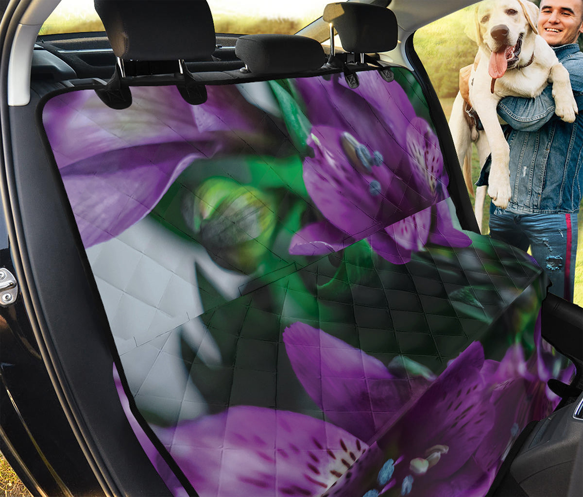 Purple Alstroemeria Print Pet Car Back Seat Cover