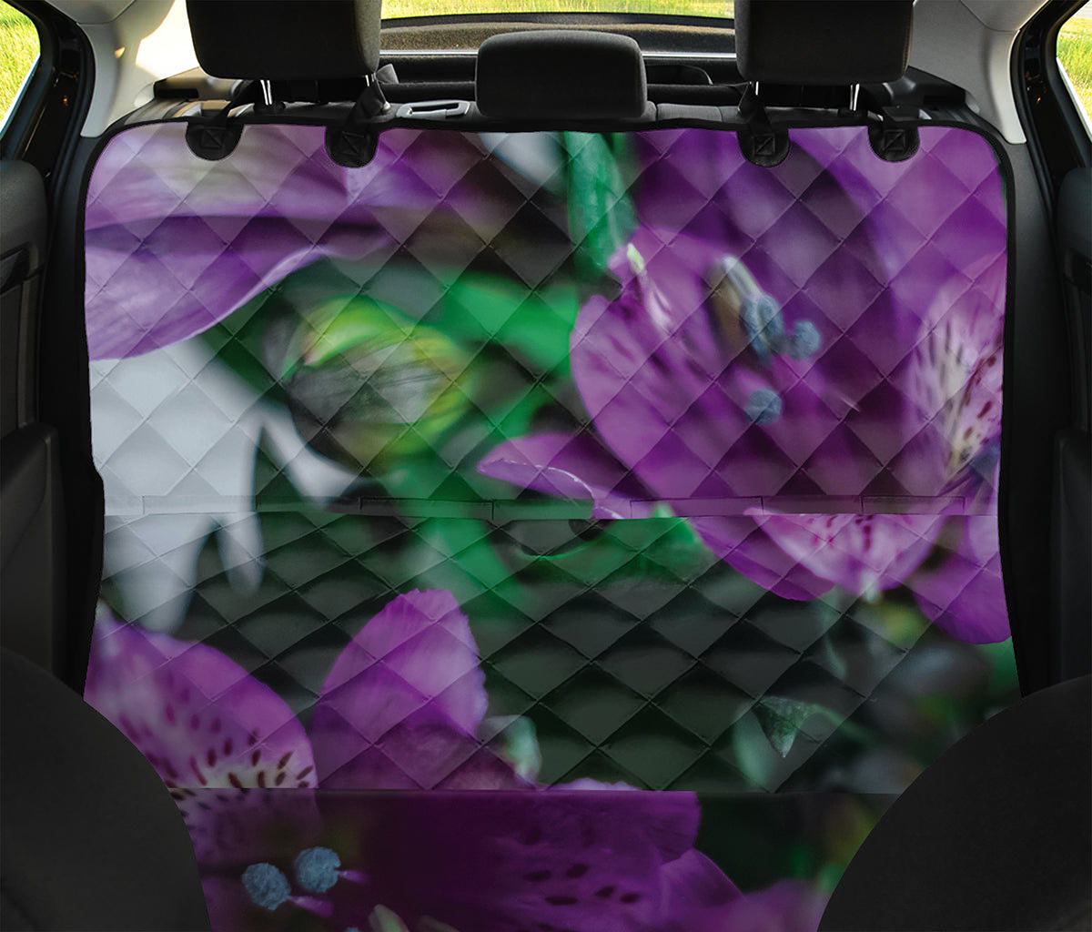 Purple Alstroemeria Print Pet Car Back Seat Cover