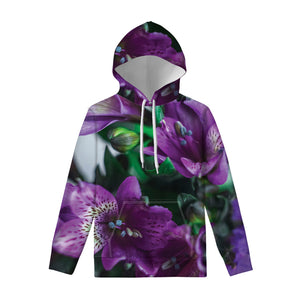 Purple Alstroemeria Print Pullover Hoodie