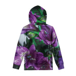 Purple Alstroemeria Print Pullover Hoodie