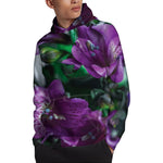 Purple Alstroemeria Print Pullover Hoodie