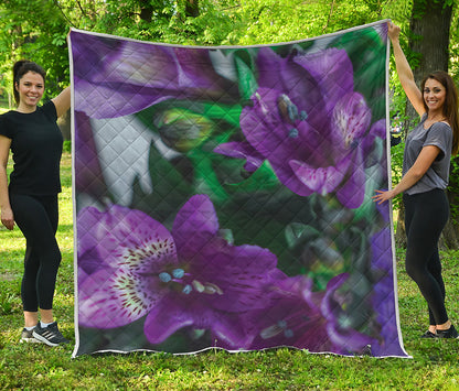 Purple Alstroemeria Print Quilt