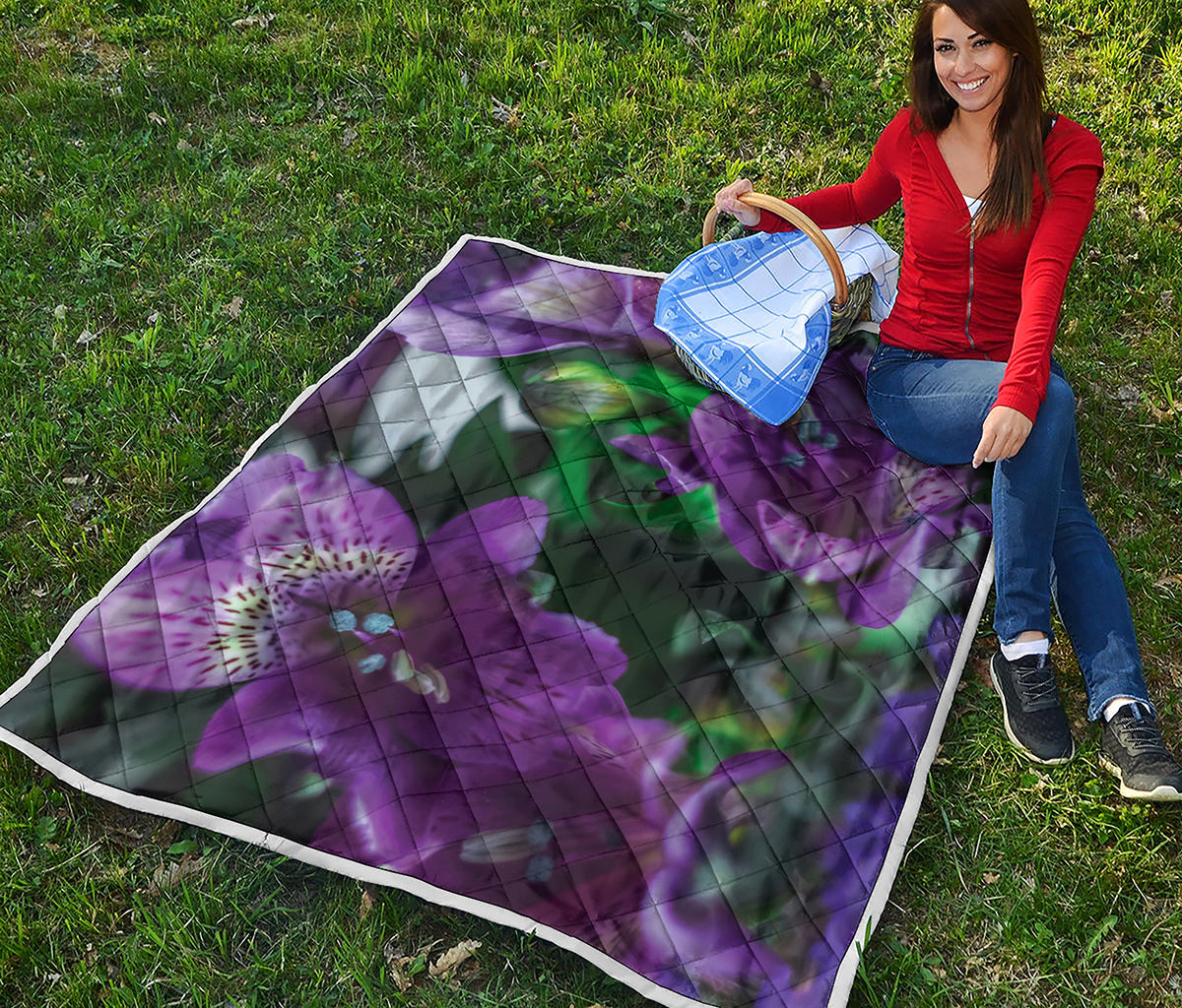 Purple Alstroemeria Print Quilt