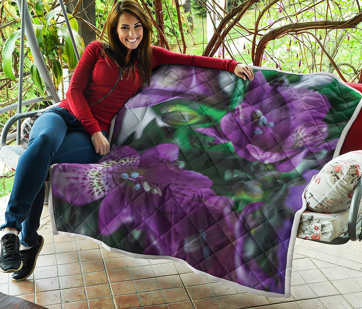 Purple Alstroemeria Print Quilt