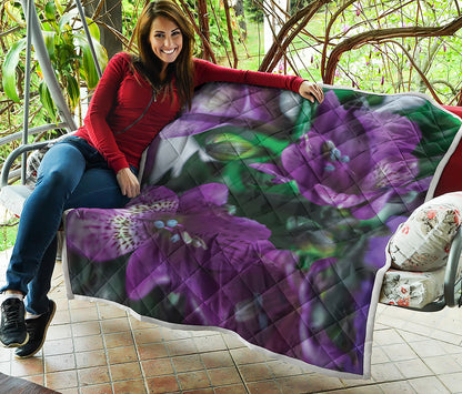 Purple Alstroemeria Print Quilt