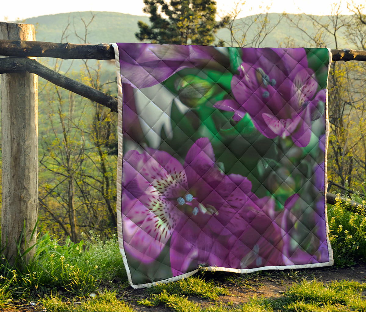 Purple Alstroemeria Print Quilt