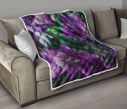 Purple Alstroemeria Print Quilt