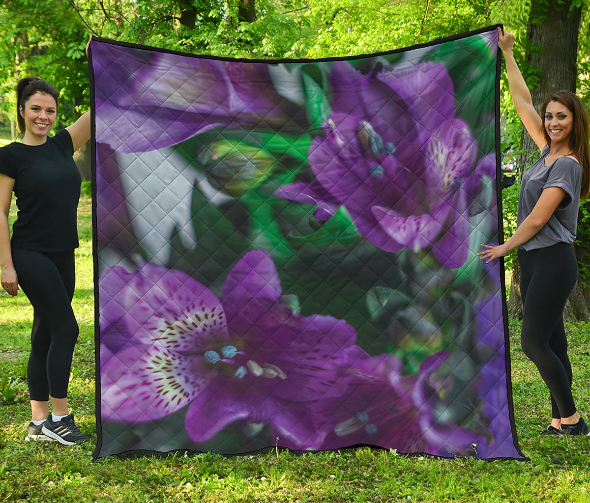 Purple Alstroemeria Print Quilt