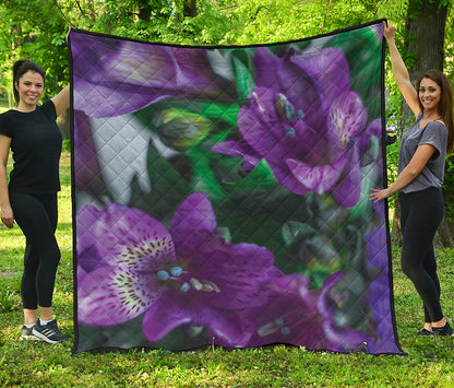 Purple Alstroemeria Print Quilt