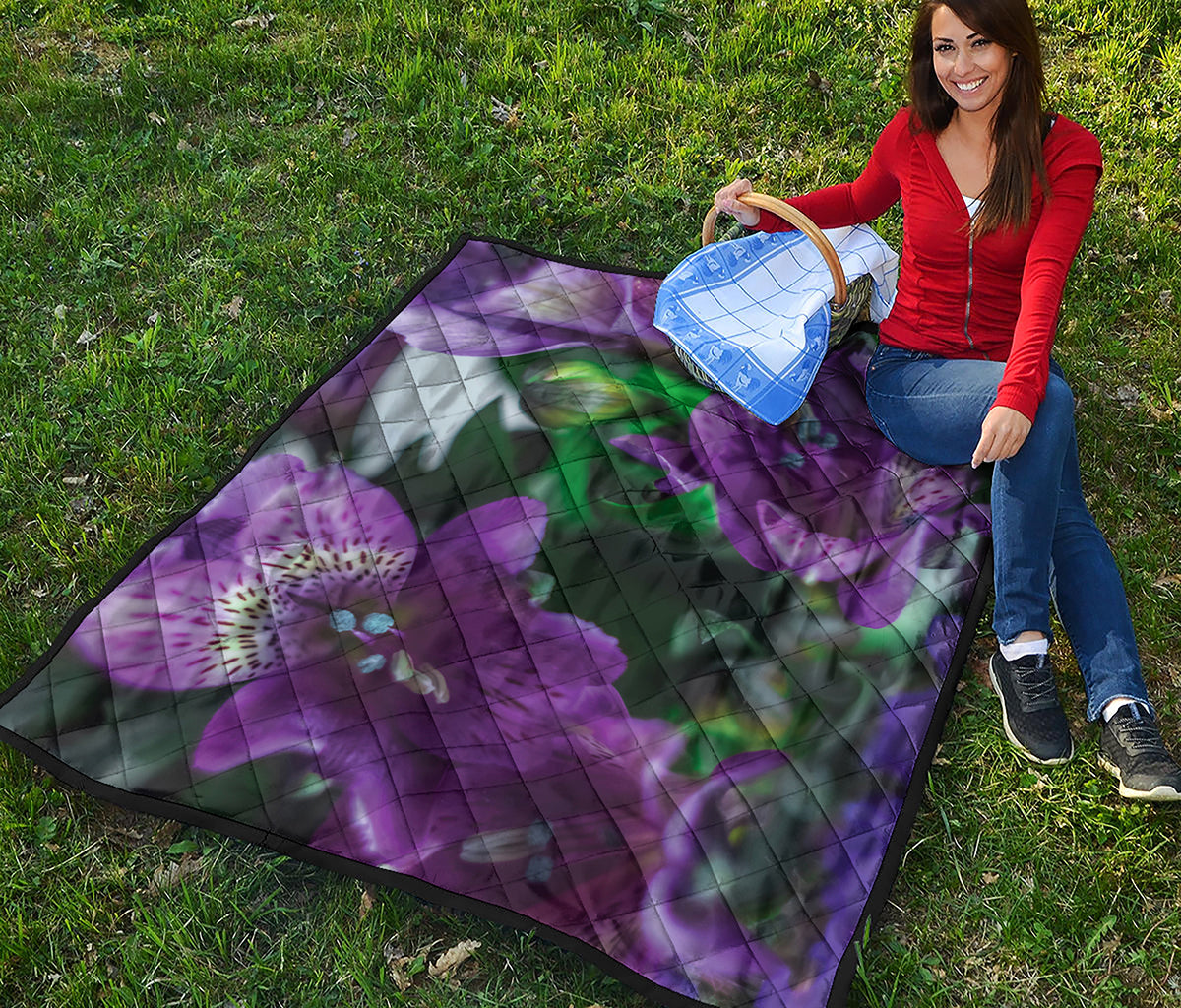 Purple Alstroemeria Print Quilt