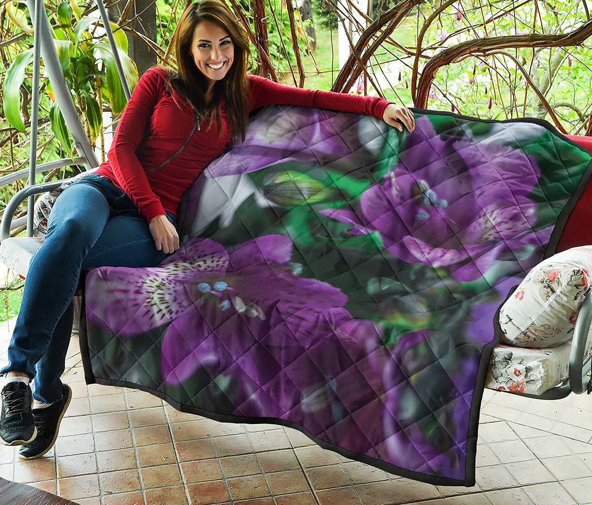 Purple Alstroemeria Print Quilt