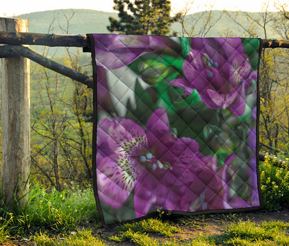 Purple Alstroemeria Print Quilt