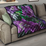 Purple Alstroemeria Print Quilt