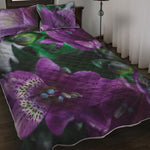 Purple Alstroemeria Print Quilt Bed Set