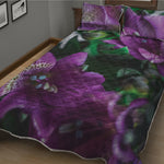 Purple Alstroemeria Print Quilt Bed Set
