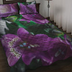 Purple Alstroemeria Print Quilt Bed Set