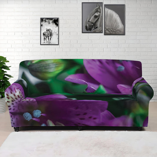 Purple Alstroemeria Print Sofa Cover