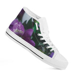 Purple Alstroemeria Print White High Top Shoes