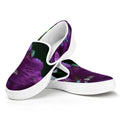Purple Alstroemeria Print White Slip On Sneakers