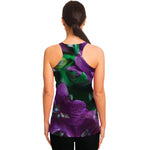 Purple Alstroemeria Print Women's Racerback Tank Top