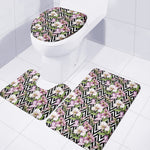 Purple Alstroemeria Zigzag Pattern Print 3 Piece Bath Mat Set