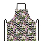 Purple Alstroemeria Zigzag Pattern Print Apron