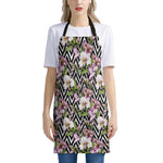 Purple Alstroemeria Zigzag Pattern Print Apron