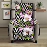 Purple Alstroemeria Zigzag Pattern Print Armchair Protector