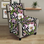 Purple Alstroemeria Zigzag Pattern Print Armchair Protector