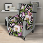 Purple Alstroemeria Zigzag Pattern Print Armchair Protector