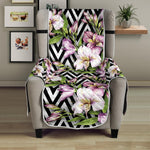 Purple Alstroemeria Zigzag Pattern Print Armchair Protector