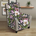 Purple Alstroemeria Zigzag Pattern Print Armchair Protector