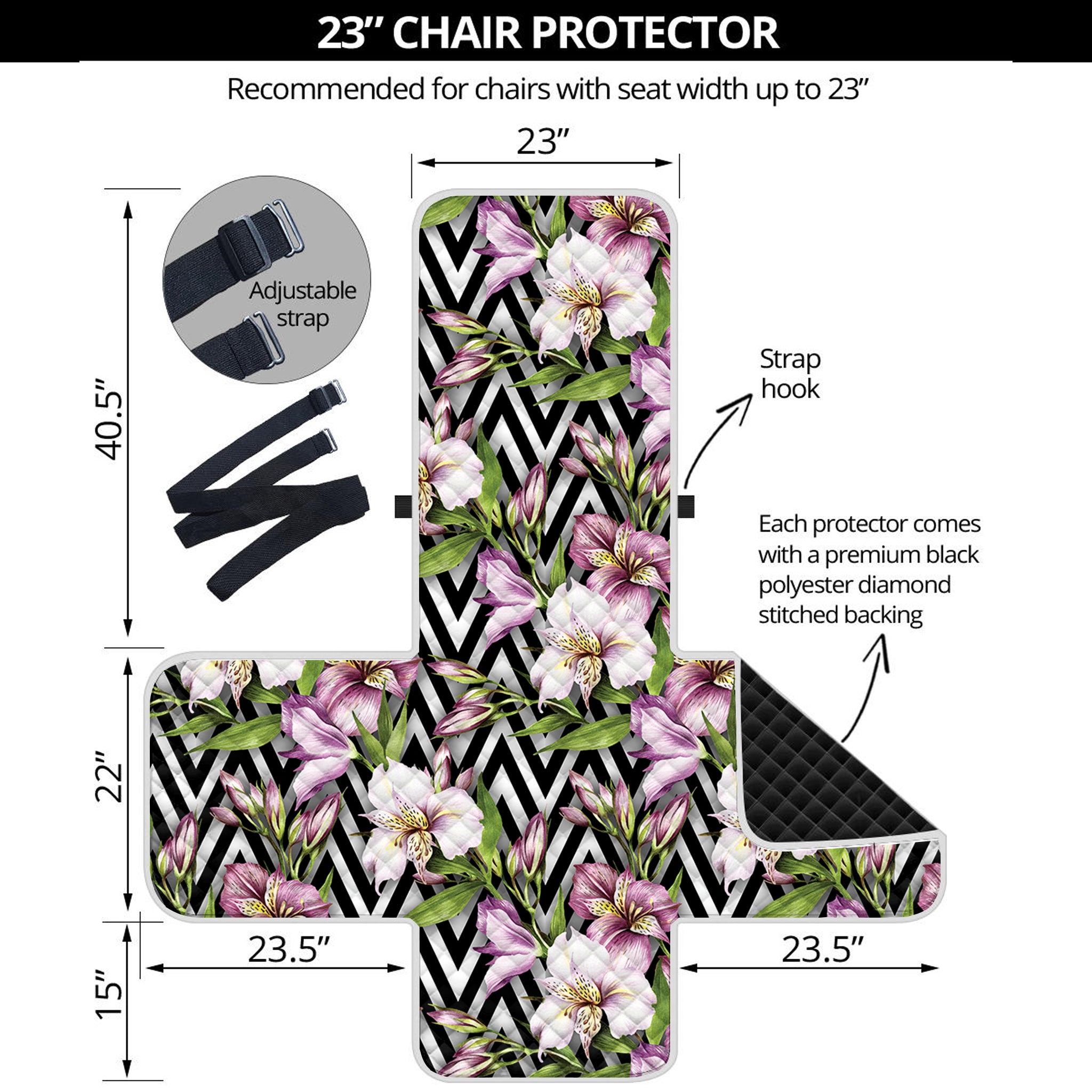 Purple Alstroemeria Zigzag Pattern Print Armchair Protector