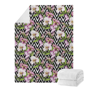 Purple Alstroemeria Zigzag Pattern Print Blanket