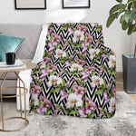 Purple Alstroemeria Zigzag Pattern Print Blanket