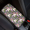 Purple Alstroemeria Zigzag Pattern Print Car Center Console Cover