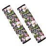 Purple Alstroemeria Zigzag Pattern Print Car Seat Belt Covers