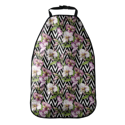 Purple Alstroemeria Zigzag Pattern Print Car Seat Organizers